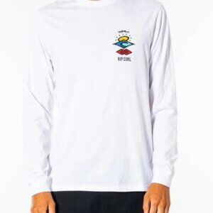 Rip Curl Men's crew neck white Icon Long Sleeve Tee SZ: XL